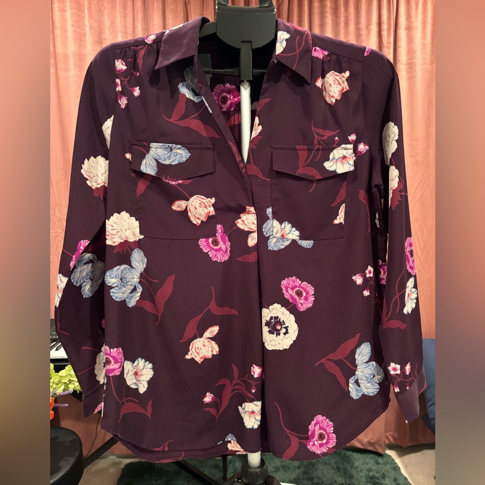 Ann Taylor Purple Floral Blouse